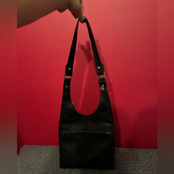 Vintage Tano Black Buttery Smooth Leather Boho Bag - Multiple Pockets! - Picture 4 of 12